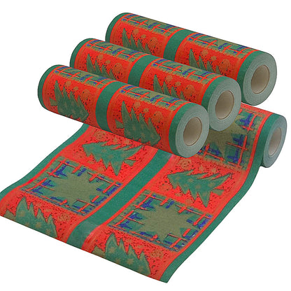 48 Meter Dunicel Tischläufer – 3 Rollen à 16m × 30cm Tischband Weihnachten - Devon Rot-Grün