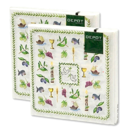 40 Stück Depot Papier Servietten 33×33cm Kommunion – Taube, Kelch & Kerze (2x20er)