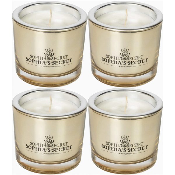 4 Sophia's Secret Kerzen im Glas 90x80mm Luxury Kerzengläser je 660g ohne Duft