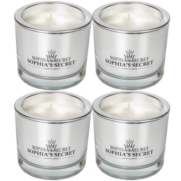 4 Sophia's Secret Kerzen im Glas 90x80mm Luxury Kerzengläser je 660g ohne Duft