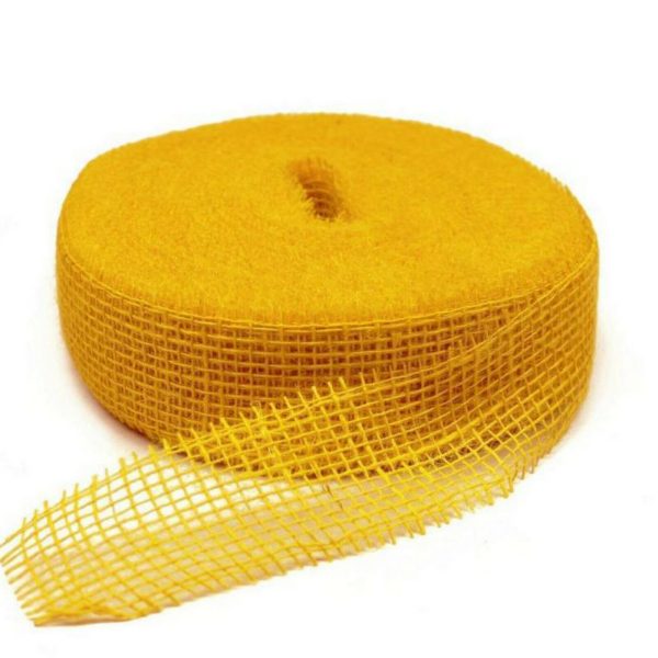 40m Juteband 5cm breit Dekoband Rolle – Senf 8150 (hart)