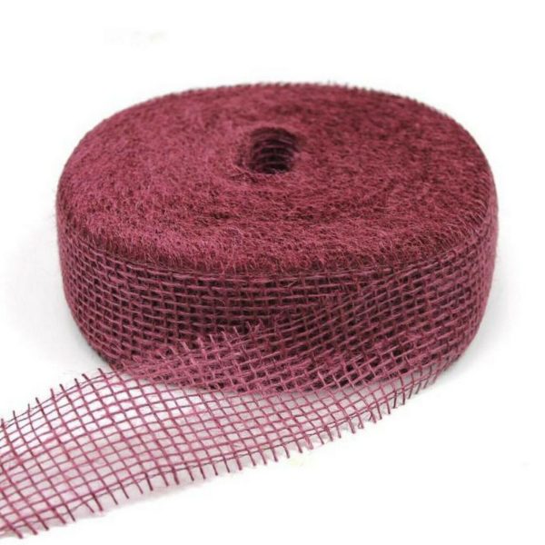 40m Juteband 5cm breit Dekoband Rolle – Weinrot 3580 (hart)