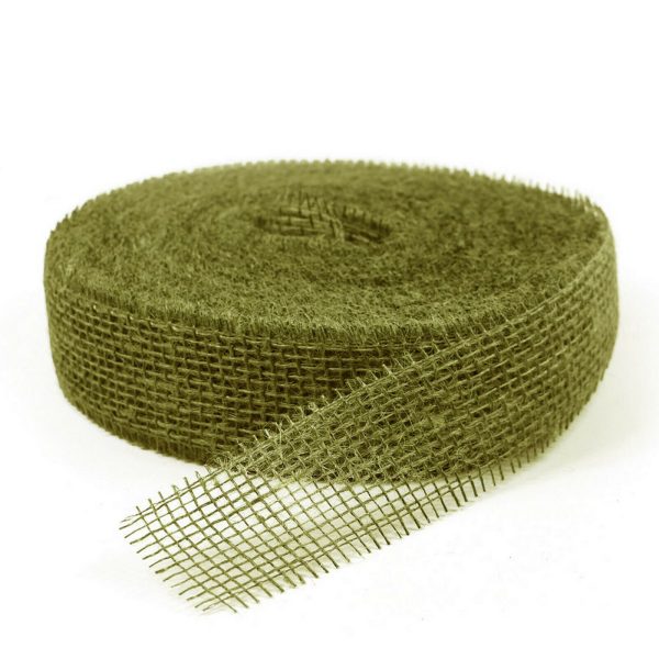 40m Juteband 5cm breit Dekoband Rolle – Olive 6690 (hart)