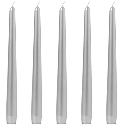 40 Spitzkerzen 245x24mm Tafelkerzen Leuchterkerzen - Silber (5x8er)