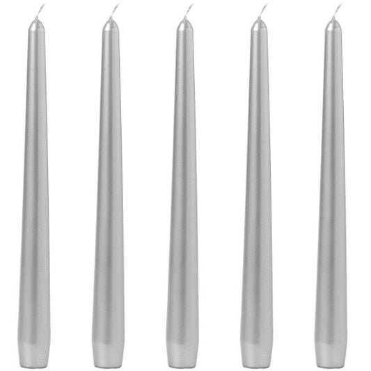 40 Spitzkerzen 245x24mm Tafelkerzen Leuchterkerzen - Silber (5x8er)