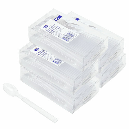 200-tlg. Duni Mehrweg-Besteck Kaffeelöffel 130mm Teelöffel PS stabil - transparent (5x40er)