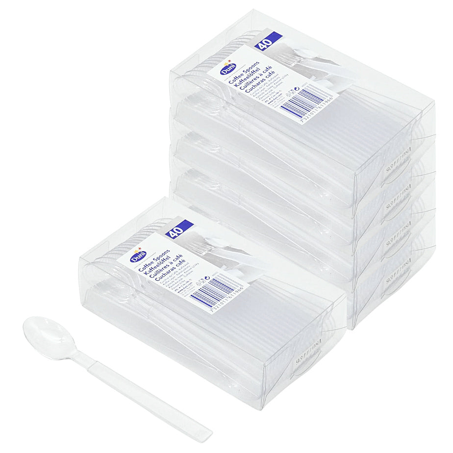 200-tlg. Duni Mehrweg-Besteck Kaffeelöffel 130mm Teelöffel PS stabil - transparent (5x40er)