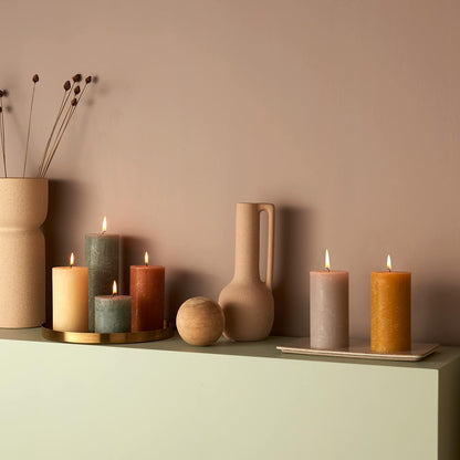 4er Set Bolsius Rustik Stumpenkerzen 130x68mm - Frische Olive