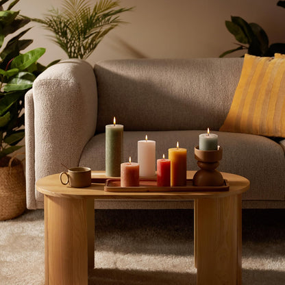 8er Set Bolsius Rustik Stumpenkerzen 100x50mm Blockkerzen klein - Samtrot