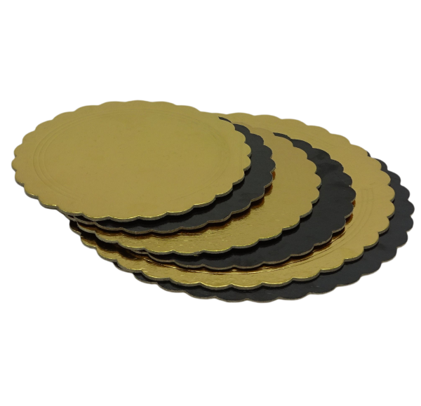 5-tlg. Tortenunterlagen Cake Board Ø 22-30cm Tortenplatten 3mm dick - Gold-Schwarz