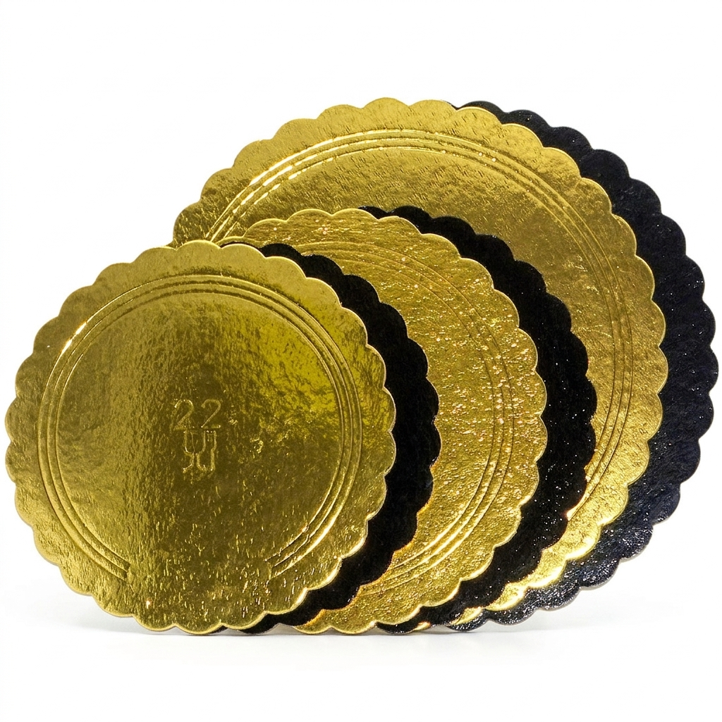 5-tlg. Tortenunterlagen Cake Board Ø 22-30cm Tortenplatten 3mm dick - Gold-Schwarz