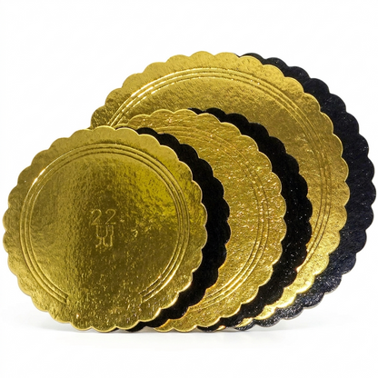 5-tlg. Tortenunterlagen Cake Board Ø 22-30cm Tortenplatten 3mm dick - Gold-Schwarz