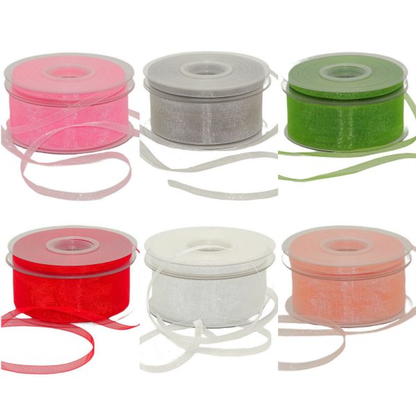 50 Meter Organzaband 6mm/40mm Chiffonband Dekoband