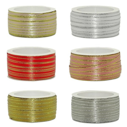 50 Meter Dekoband Satinband 6mm breit Schleifenband Silber-/Goldkante