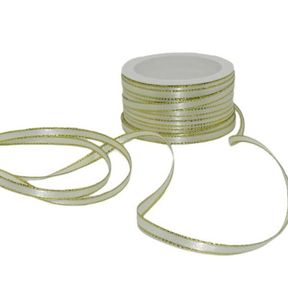 50 Meter Dekoband Satinband 6mm breit Schleifenband Silber-/Goldkante