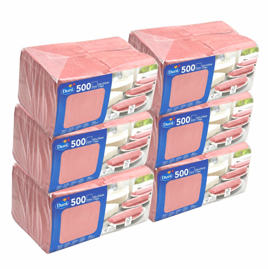 3.000 Stück Servietten 33x33cm 1-lagig Papier Prägeservietten Tissue - Altrosa (6x500er)