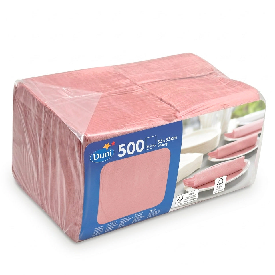 3.000 Stück Servietten 33x33cm 1-lagig Papier Prägeservietten Tissue - Altrosa (6x500er)