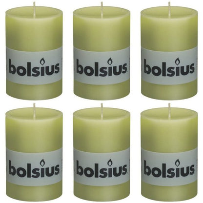 6 Bolsius Elegance Stumpenkerzen 100x68mm Blockkerzen durchgefärbt handgemacht (6 Stück)