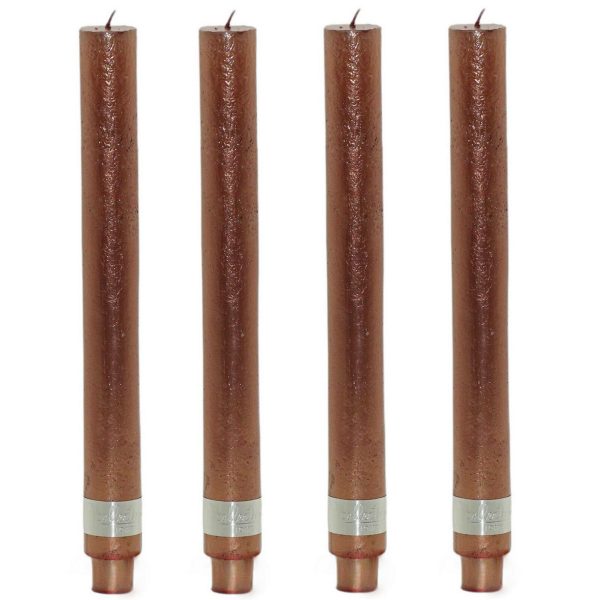 8 PTMD Stabkerzen 280x30mm XL Rustik Tafelkerzen mit Zapfenfuß - Bronze (2x4er)