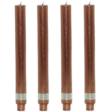 8 PTMD Stabkerzen 280x30mm XL Rustik Tafelkerzen mit Zapfenfuß - Bronze (2x4er)