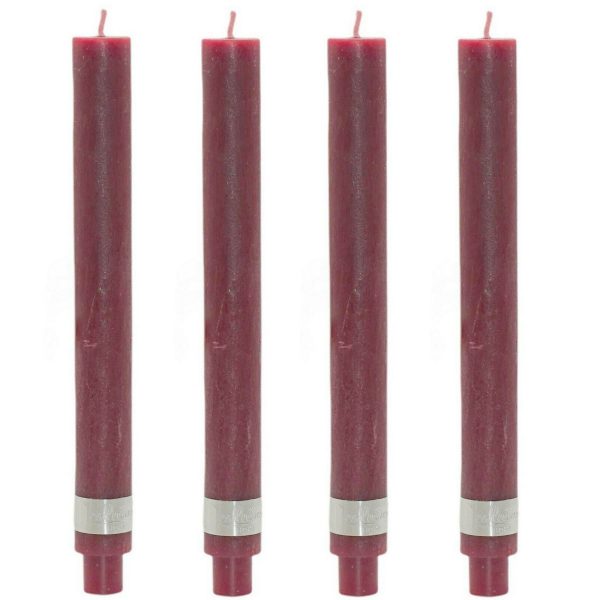 8 PTMD Stabkerzen 280x30mm XL Rustik Tafelkerzen mit Zapfenfuß - Bordeaux (2x4er)