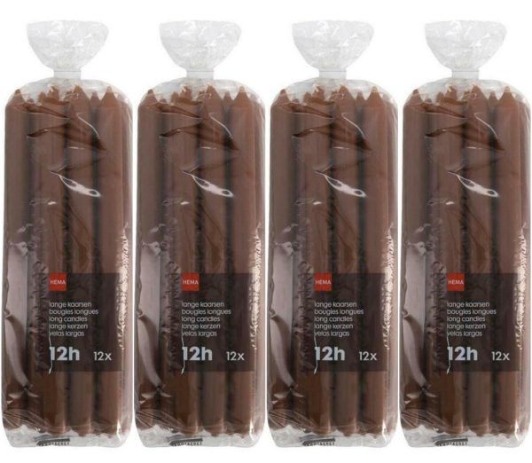 72 Hema XXL lange Stabkerzen 290x22mm Haushaltskerzen Kronenkerzen - Braun (6x12er)