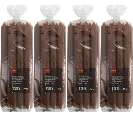72 Stk Hema XXL lange Stabkerzen 290x22mm Haushaltskerzen Kronenkerzen - Nussbraun (6x12er)