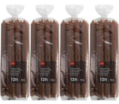 72 Hema XXL lange Stabkerzen 290x22mm Haushaltskerzen Kronenkerzen - Braun (6x12er)