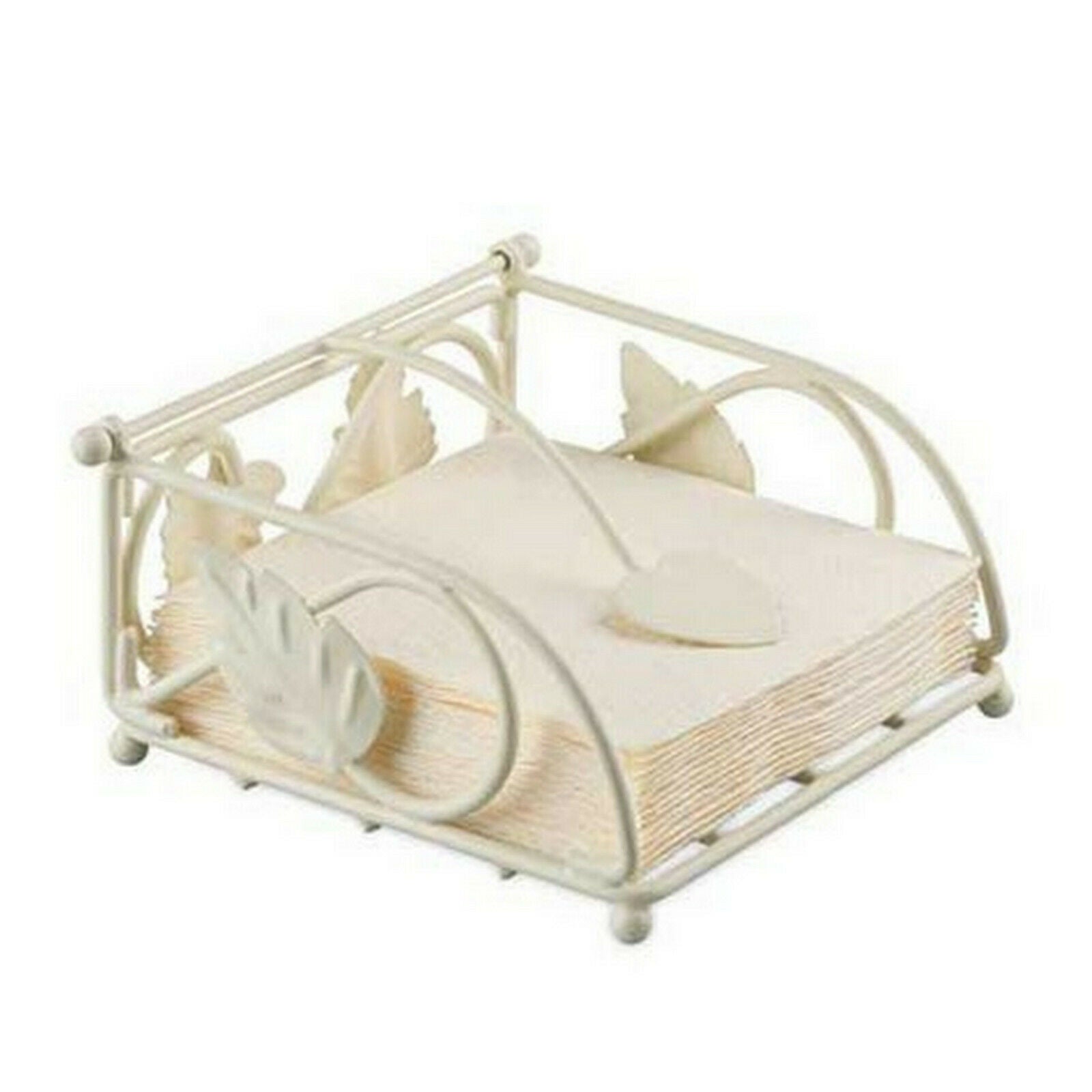Serviettenhalter 14x14x7cm Serviettenspender für Cocktailservietten Metall antik - „Blatt“ creme (92080) für 25x25
