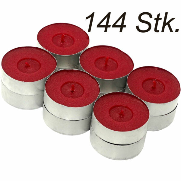 144 Stück Duft Maxi Teelichter 8 h Maxi-Lichte Alu Cup Cranberry rot (12x12er) - B-Ware