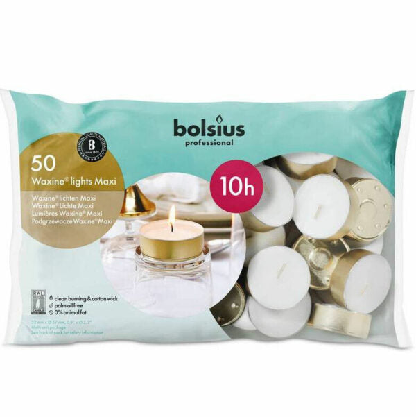 50 Bolsius Maxi Teelichter 10h Professional Teelichte 59x25mm Beutel - Gold Cup