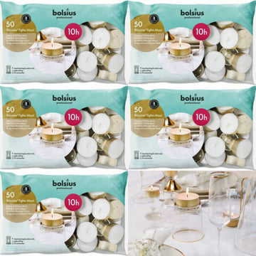 250 Bolsius Professional Maxi Teelichter 10 Stunden Beutel - Gold Cup (5 x 50er)