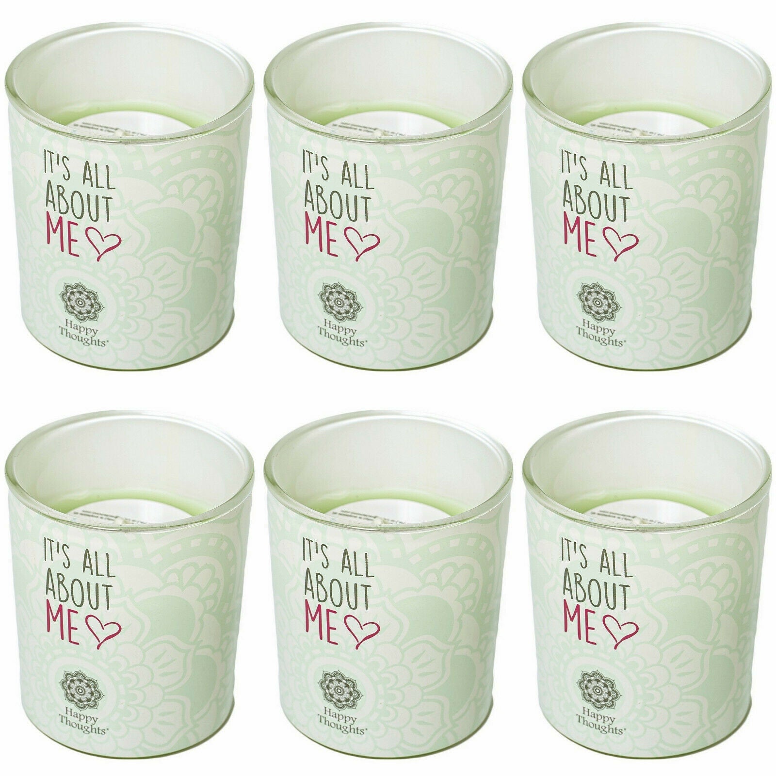 6 Stück Duftkerzen im Glas 80x70mm Duftgläser Kerzenglas "its all about me" Mint