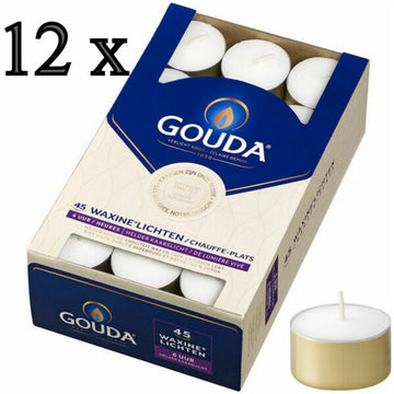 540 Gouda Teelichter 6 Stunden 38x17mm Flatpack Gold Cup (12 Pack x 45er)