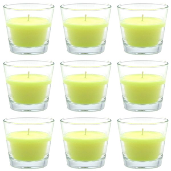 10 Duftkerzen im Glas 90x82mm Duftgläser Kerzenglas Mandarine-Maracuja - gelb