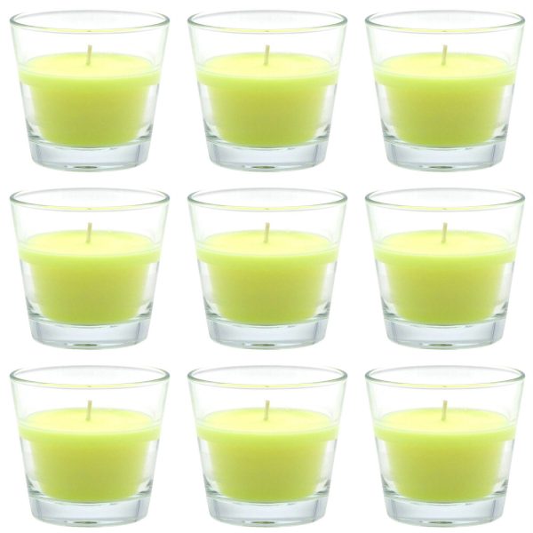 10 Duftkerzen im Glas 90x82mm Duftgläser Kerzenglas Mandarine-Maracuja - gelb