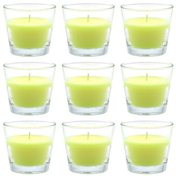 10 Duftkerzen im Glas 90x82mm Duftgläser Kerzenglas Mandarine-Maracuja - gelb