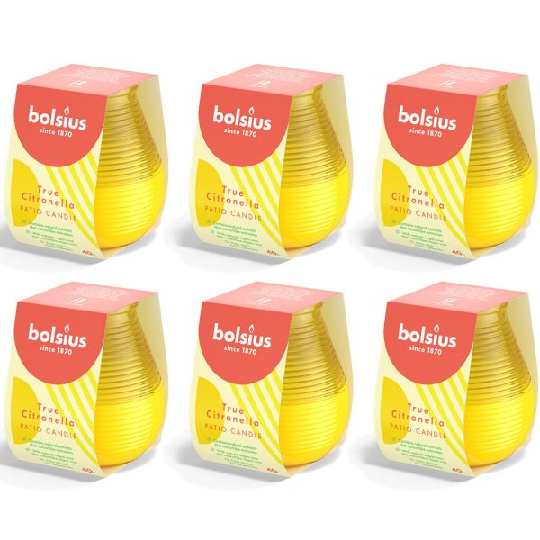 6er Set Bolsius Citronella Patiolicht Kerzenglas 94x91mm Windlicht Outdoor Duftgläser