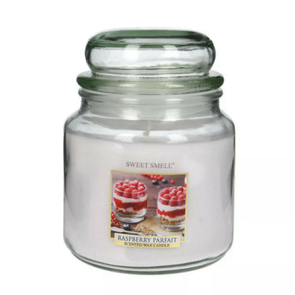 2er SWEET SMELL Medium Kerzenglas mit Deckel 135x100mm 426g Duft - Raspberry Parfait 3826 (2 Stück)
