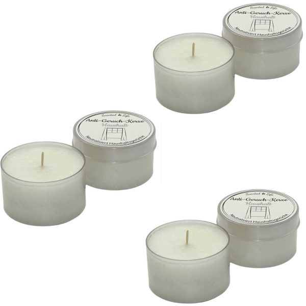 6 Scented Life Anti Geruch Kerze Ø 7cm Duftkerze Dose mit Deckel (6 Stück)