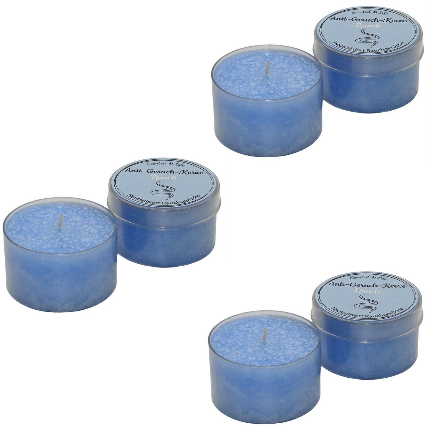 6 Scented Life Anti Geruch Kerze Ø 7cm Duftkerze Dose mit Deckel (6 Stück)