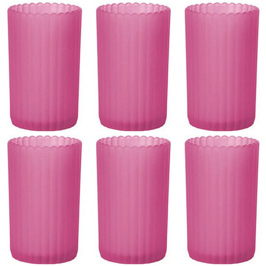 12 Kerzenhalter 125x75mm Kerzenglas gefrostet Teelichthalter - Patio Pink (2x6er)