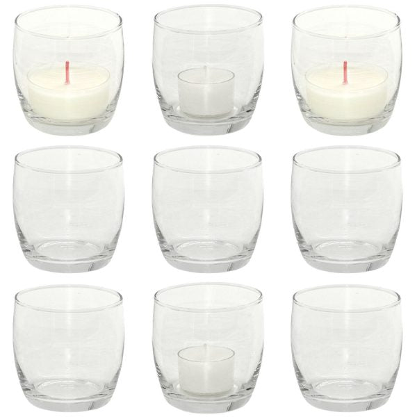 12 Teelichtgläser Votivgläser 75x74mm Teelichthalter Glas Kerzenständer - klar