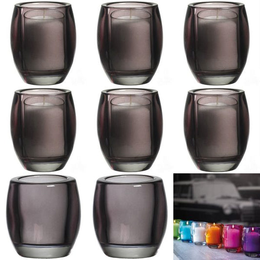 8 Bolsius Relight Kerzenhalter 100x84mm Kerzengläser Teelichthalter Oval Groß - Anthrazit
