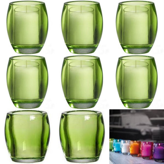 8 Bolsius Relight Kerzenhalter 100x84mm Kerzengläser Teelichthalter Oval Groß - Lime
