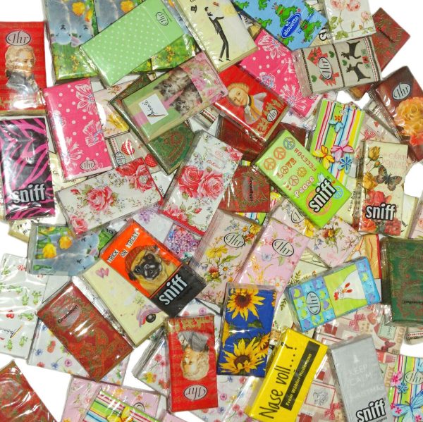 600 Papier Taschentücher Servietten 21x21cm Mix bunte Motive (60 Pack x 10er)