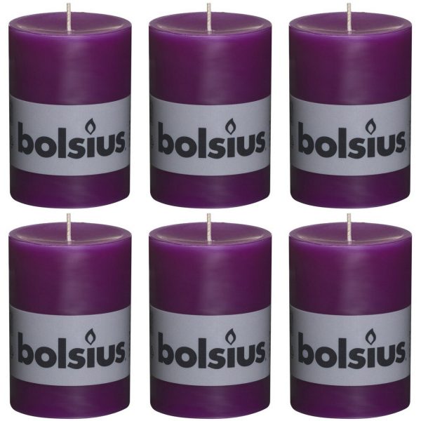 6 Bolsius Elegance Stumpenkerzen 100x68mm Blockkerzen durchgefärbt handgemacht (6 Stück)