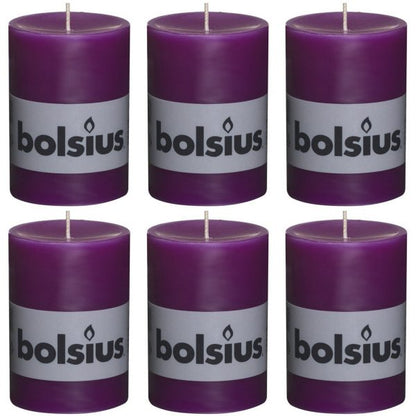 6 Bolsius Elegance Stumpenkerzen 100x68mm Blockkerzen durchgefärbt handgemacht (6 Stück)