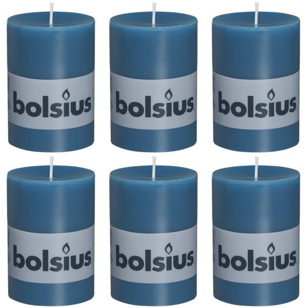 6 Bolsius Elegance Stumpenkerzen 100x68mm Blockkerzen durchgefärbt handgemacht (6 Stück)