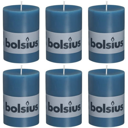 6 Bolsius Elegance Stumpenkerzen 100x68mm Blockkerzen durchgefärbt handgemacht (6 Stück)